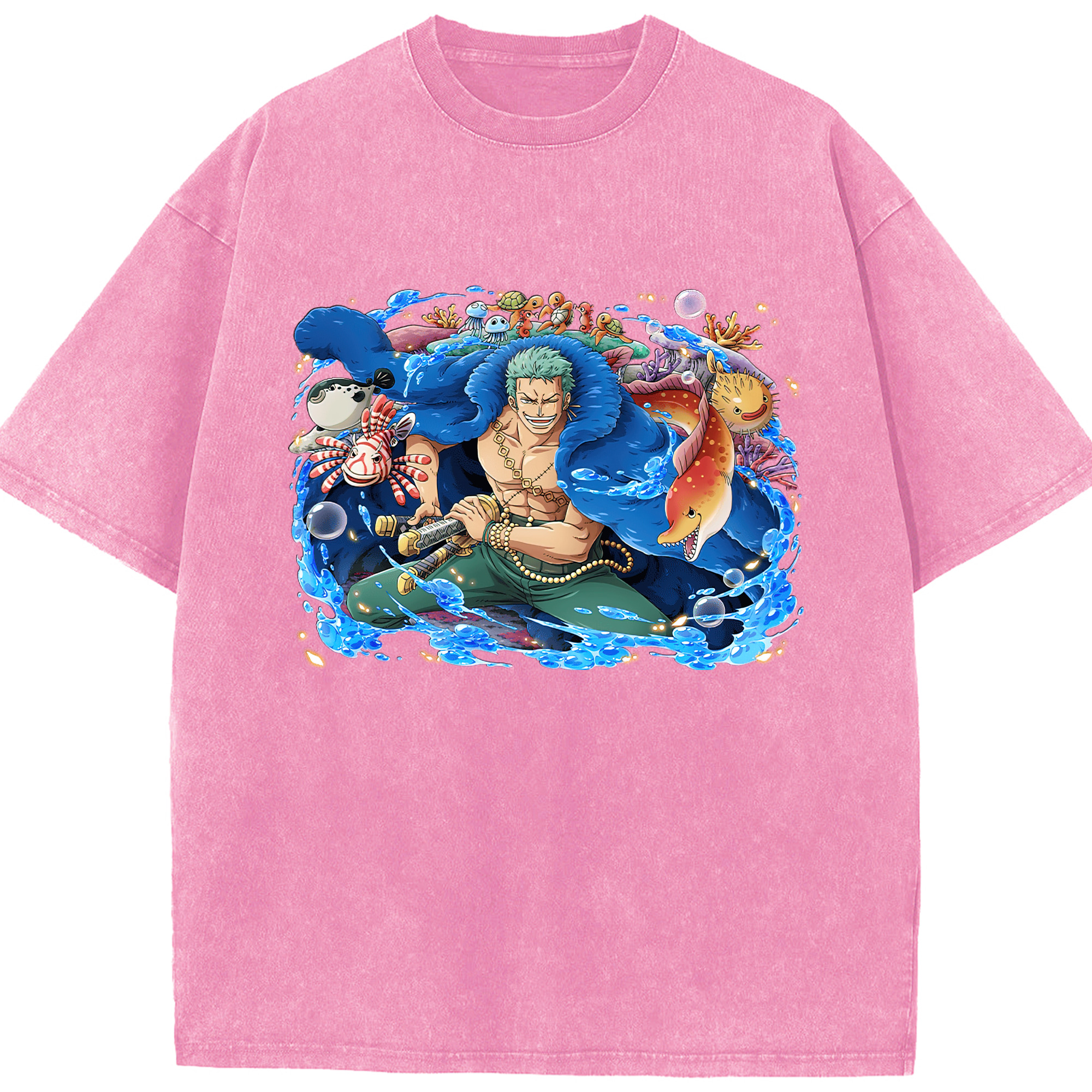 ワンピース ロロノア・ゾロ ONE PIECE Roronoa Zoro 綿100% ヴィンテージ風 半袖Tシャツ（フロントプリント）